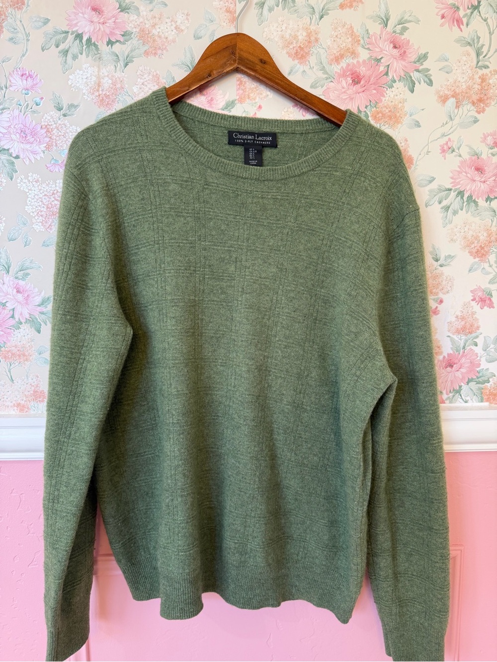 Christian Lacroix Green Cashmere Crewneck Sweater